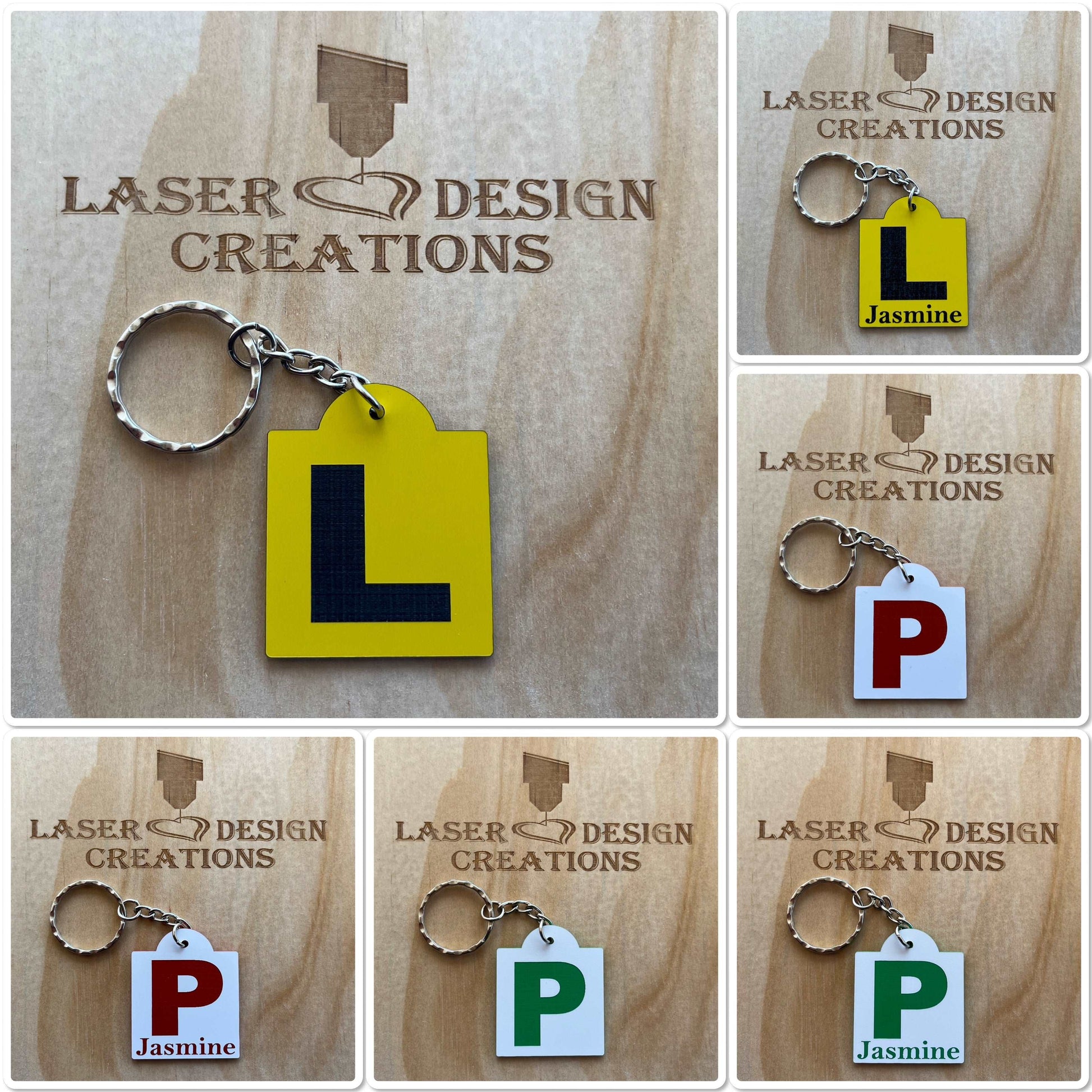 Personalised - L / P1 / P2 Plate (Learner / Provisional) Design Keyring - Laser Design Creations