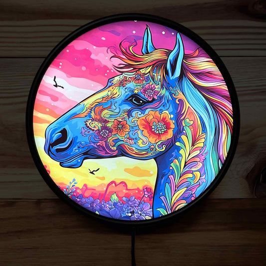 Colourful Boho Horse - Vibrant Illuminations: LED Light Box - Laser Design Creations