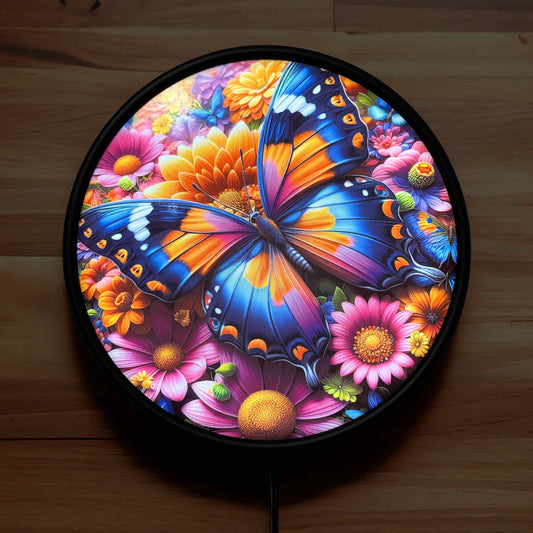 Butterfly with Flowers - Vibrant Illuminations: LED Light Box - Laser Design Creations