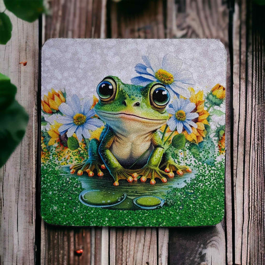 Green Tree Frog Design - Neoprene Coaster - Laser Design Creations