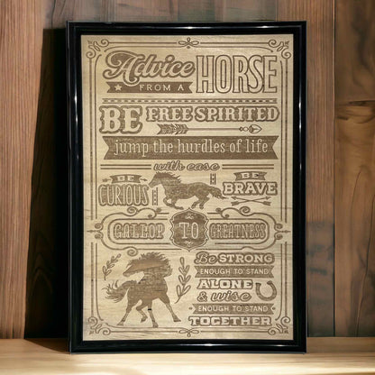 Advice from a horse - Home Decor - Wood Engraved Design - Laser Design Creations