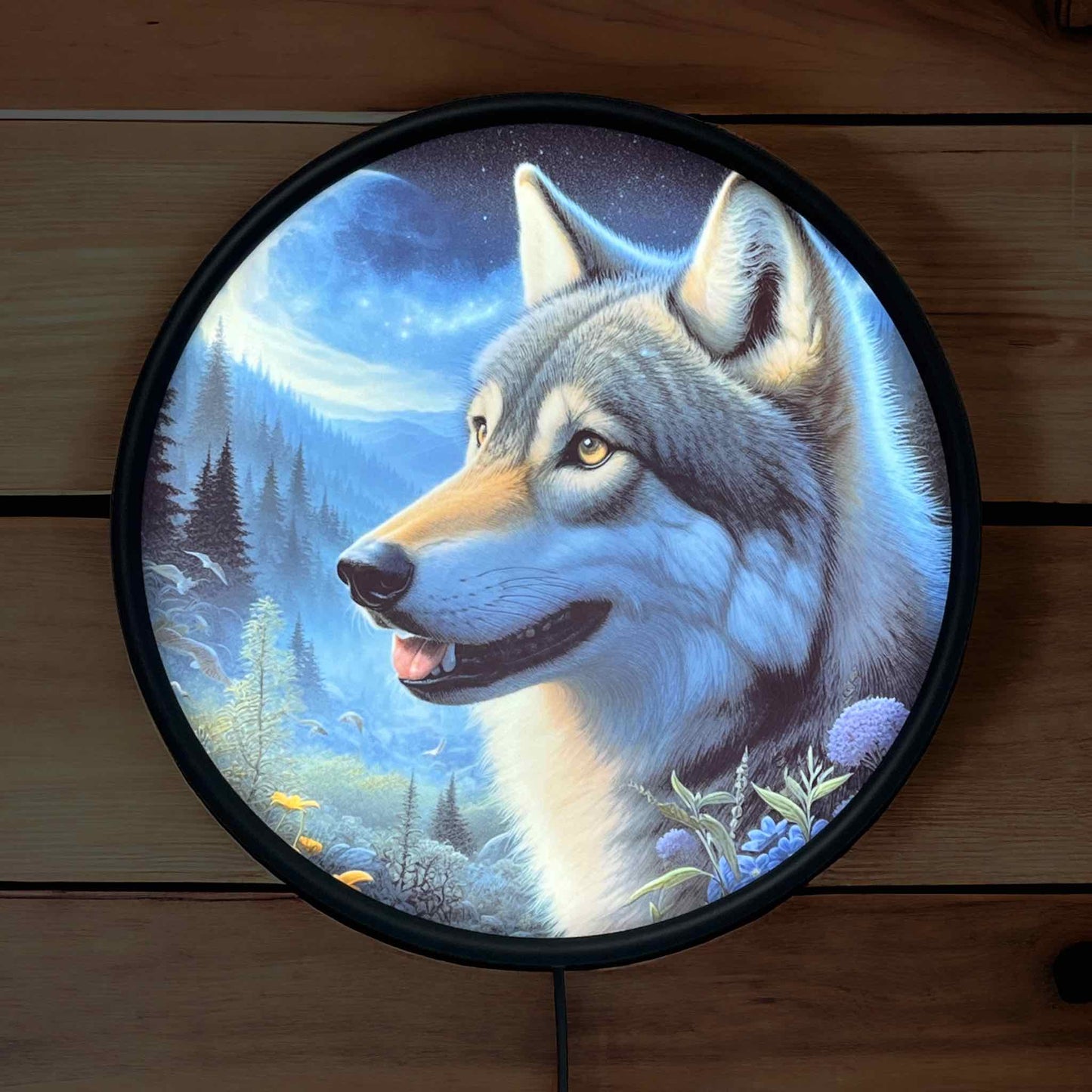 Wolf in Nature - Vibrant Illuminations: LED Light Box - Laser Design Creations