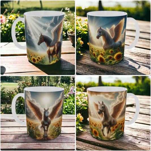 Horse with Angel Wings -  Art Style Design Mug - Laser Design Creations