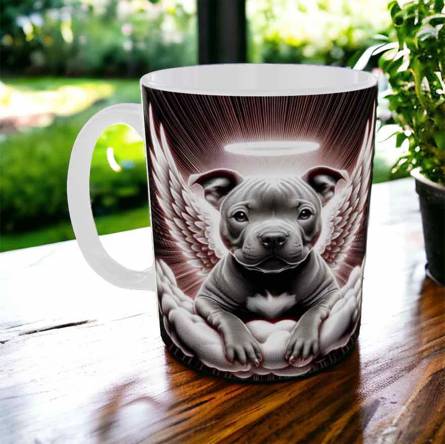 'Staffy Angel Wings' - Staffordshire Bull Terrier Dog Design Mug - Laser Design Creations