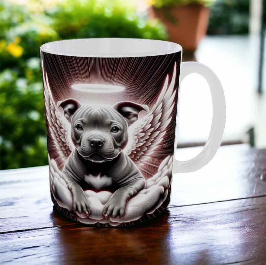 'Staffy Angel Wings' - Staffordshire Bull Terrier Dog Design Mug - Laser Design Creations