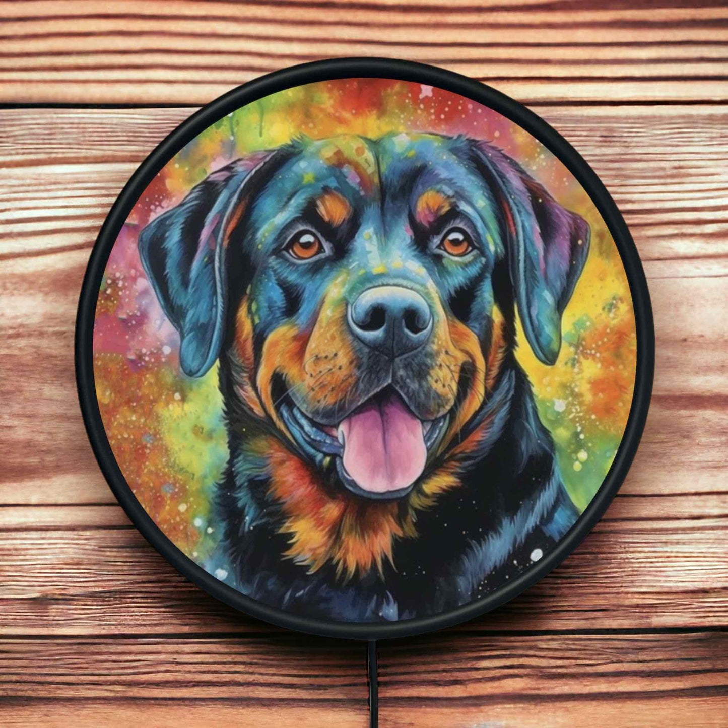 Colourful Art Style Rottweiler (Rotti) - Vibrant Illuminations: LED Light Sign