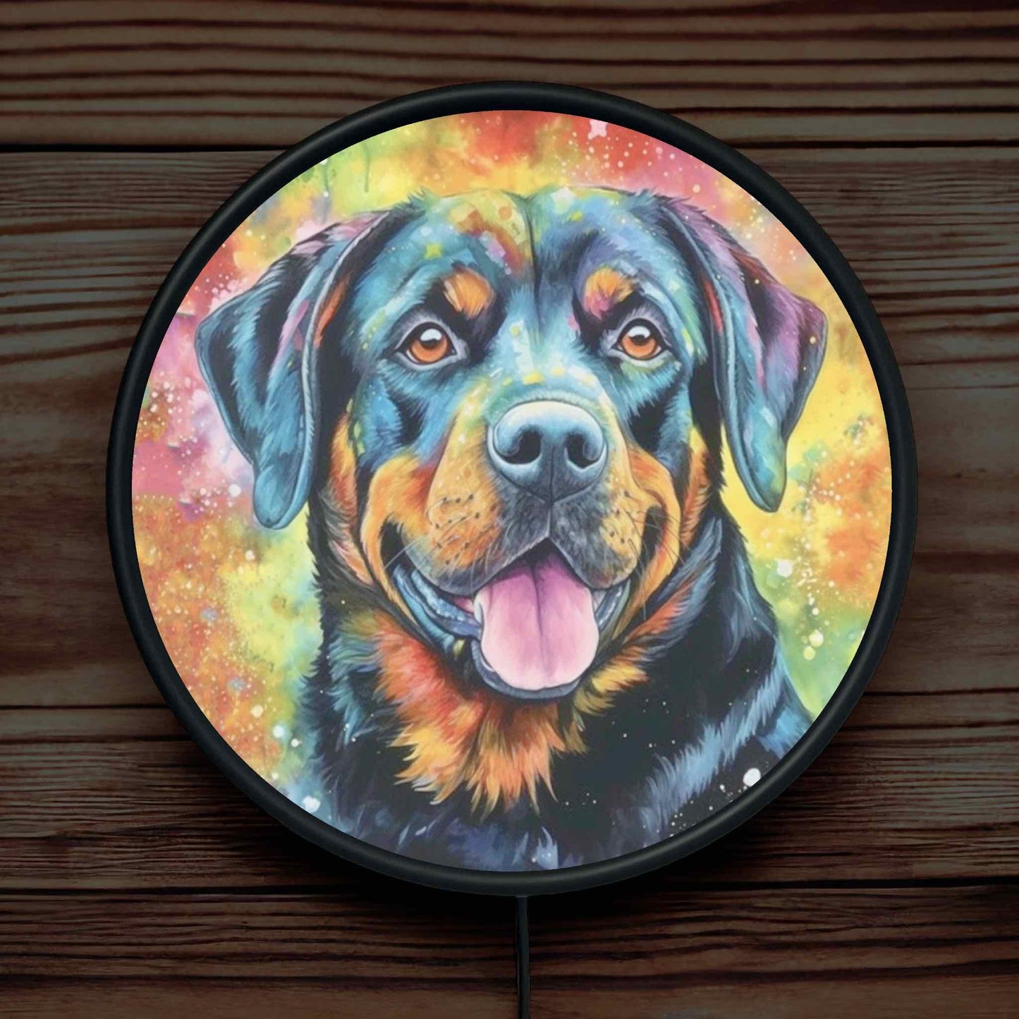 Colourful Art Style Rottweiler (Rotti) - Vibrant Illuminations: LED Light Sign