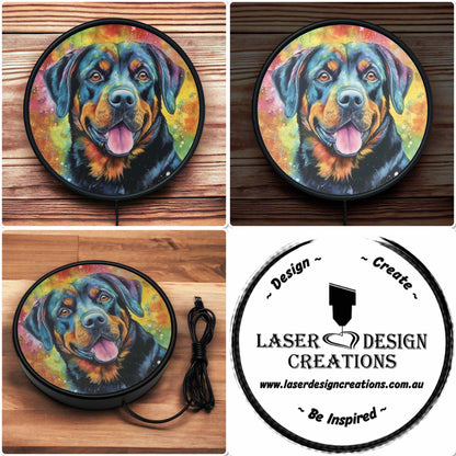 Colourful Art Style Rottweiler (Rotti) - Vibrant Illuminations: LED Light Sign