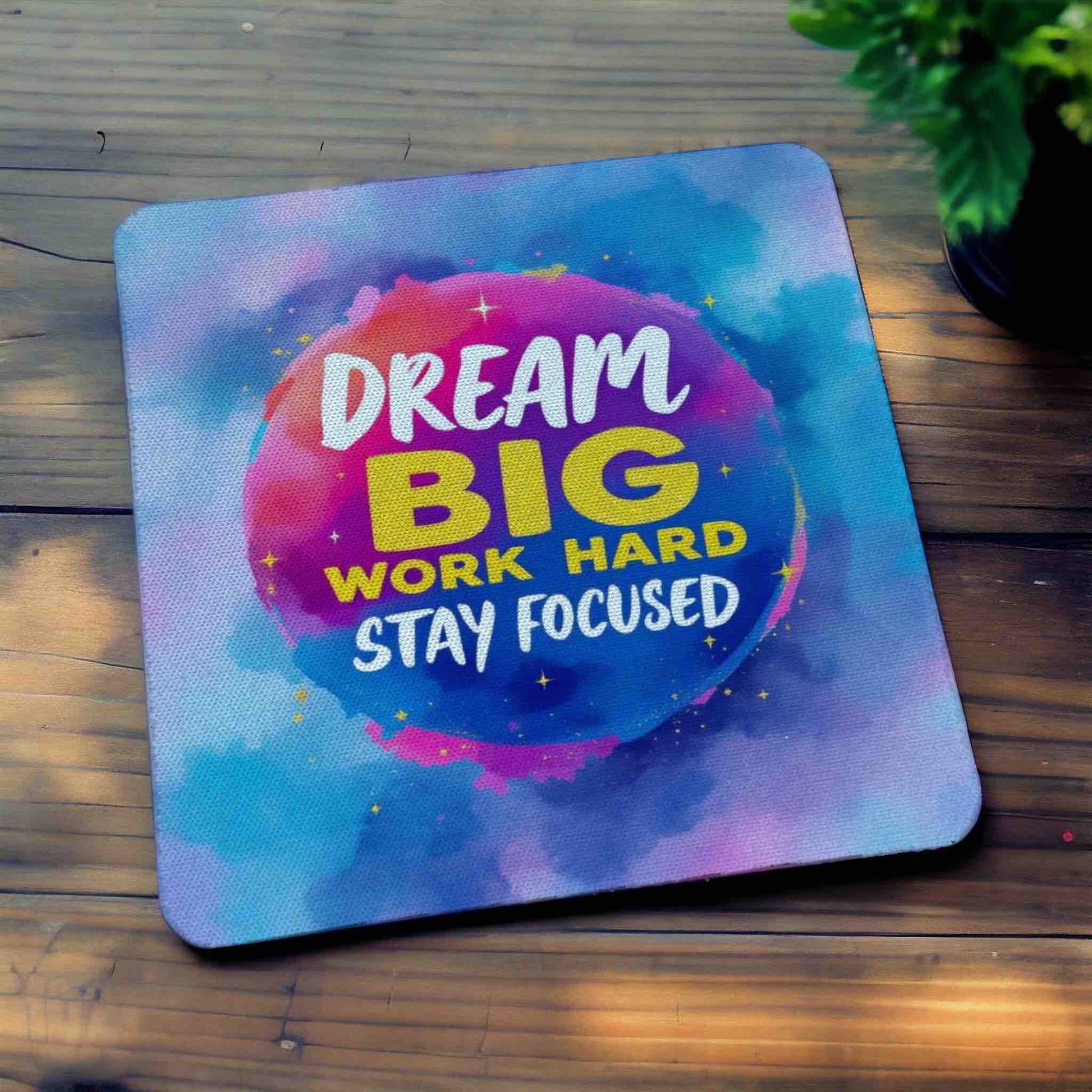 Inspirational "Dream Big, Work Hard, Stay Focused" - Pack of 4 Neoprene Coasters - Laser Design Creations