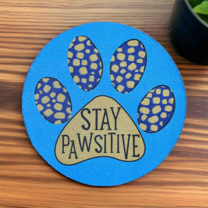 Stay Pawsitive Dog Paw Design - Pack of 4 Neoprene Coasters