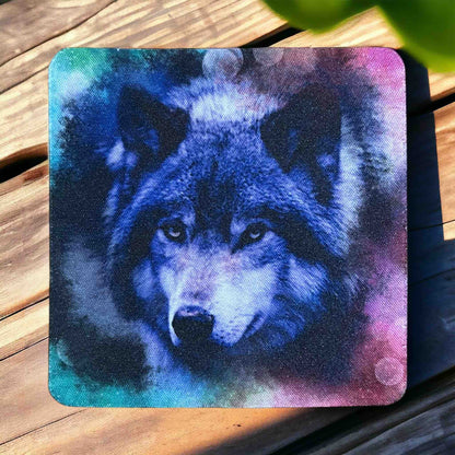 Mystical Wolf Vibrant Nebula & Galactic Design - Pack of 4 Neoprene Coasters