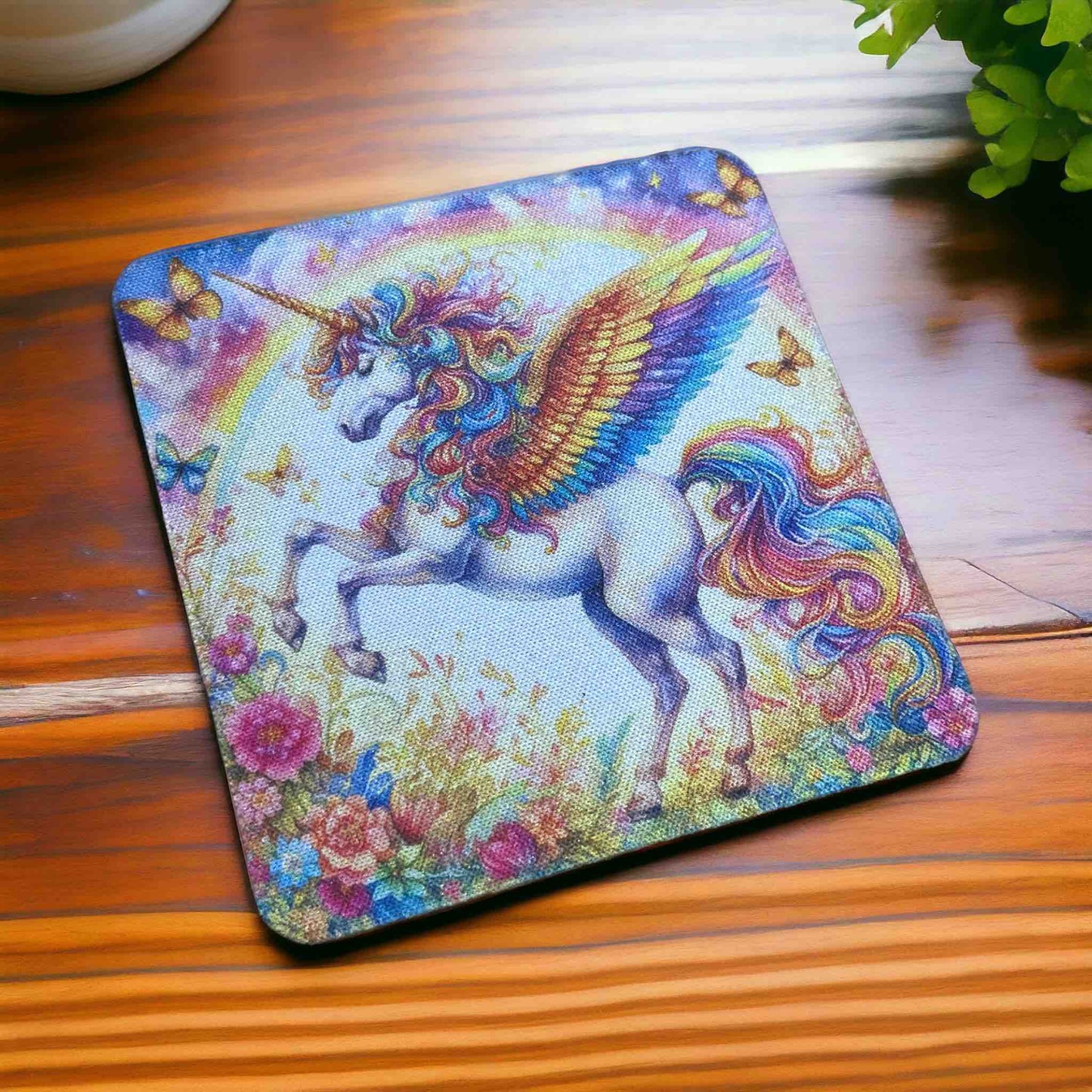 Magical Pegasus Vibrant Whimsical Unicorn Horse Art  - Pack of 4 Neoprene Coasters