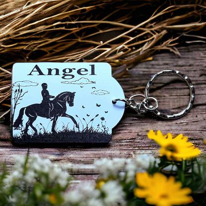 ‘Dressage in Nature’ Horse Design Keyring - Standard / Personalised