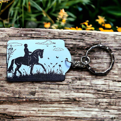 ‘Dressage in Nature’ Horse Design Keyring - Standard / Personalised