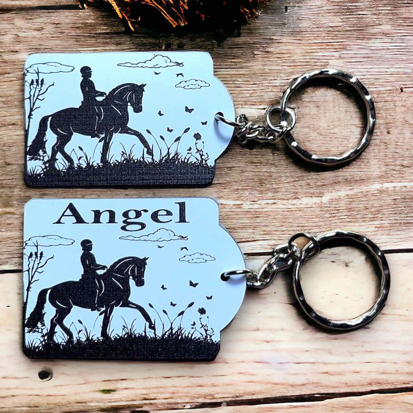 ‘Dressage in Nature’ Horse Design Keyring - Standard / Personalised