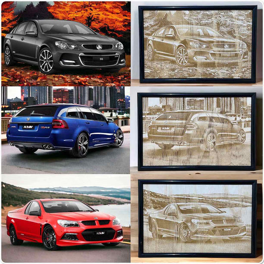 Capture Your Ride: Custom Car Photo Wood Engraving Service - Laser Design Creations