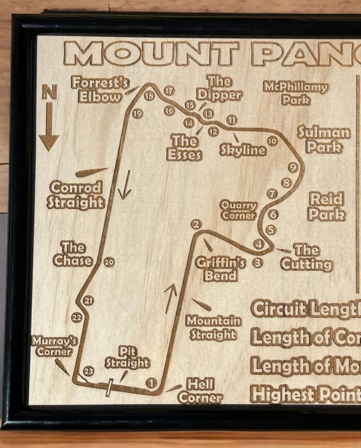 Mount Panorama Circuit ‘Bathurst 1000’ - Wood Engraved Design - Laser Design Creations