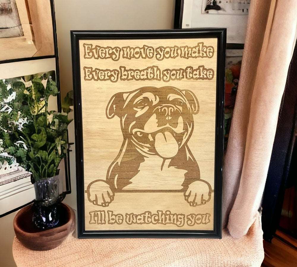 Staffordshire Bull Terrier ‘Staffy’ - Wood Engraved Design - Laser Design Creations