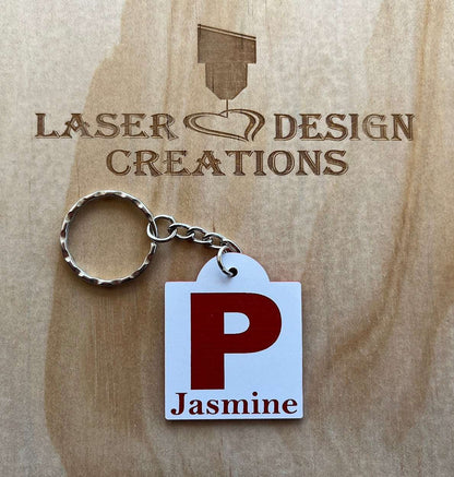 Personalised - L / P1 / P2 Plate (Learner / Provisional) Design Keyring - Laser Design Creations