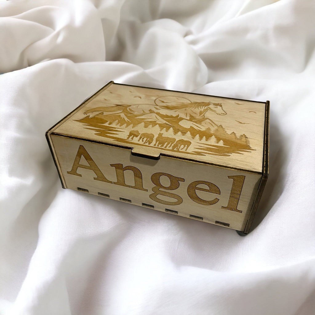 Personalised Gift / Jewelry - Wood Engraved Box - Laser Design Creations