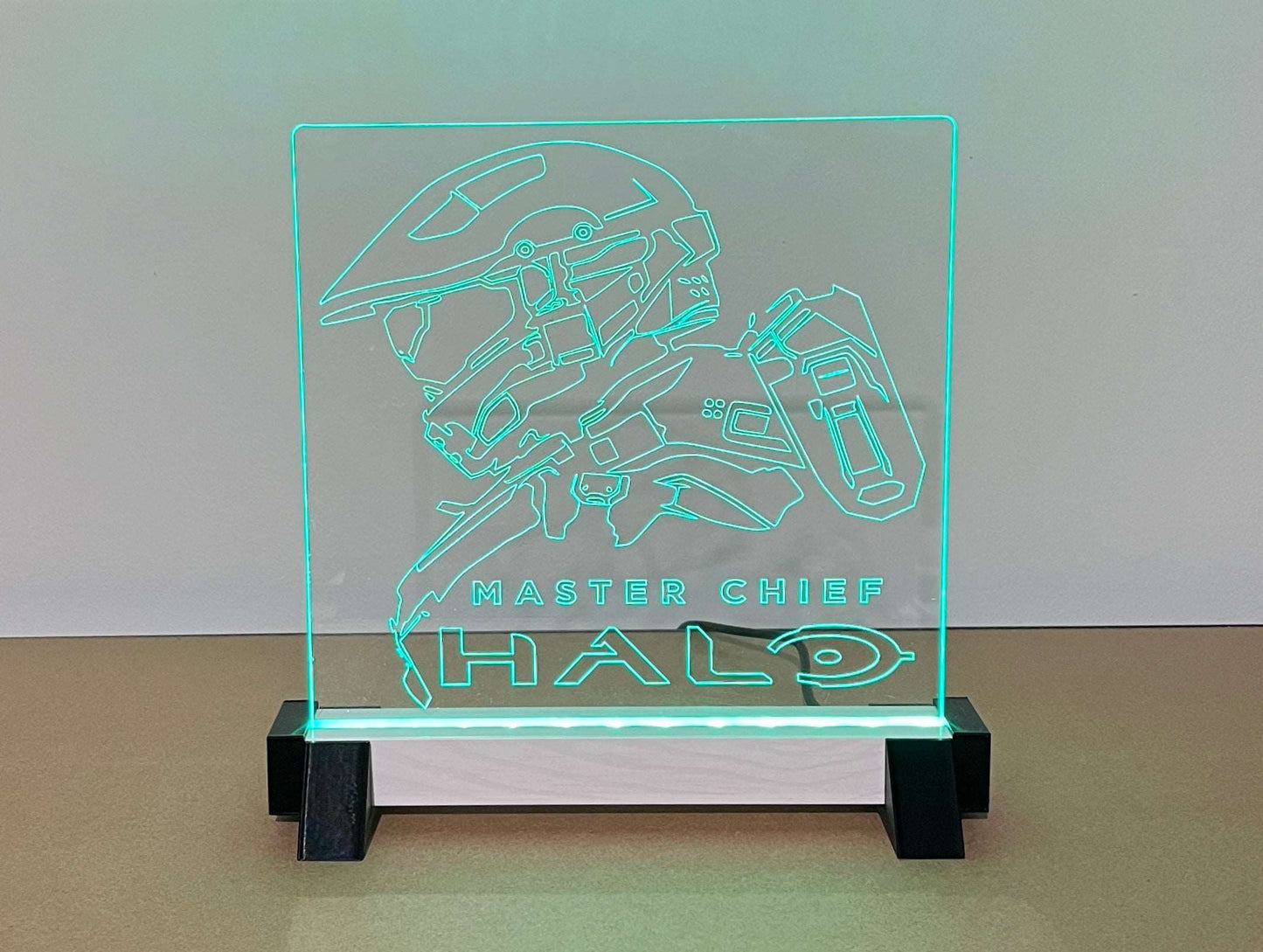 Halo Master Chief - Green LED Acrylic Sign / Lamp - Laser Design Creations