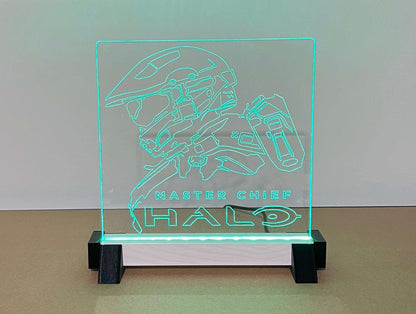 Halo Master Chief - Green LED Acrylic Sign / Lamp - Laser Design Creations