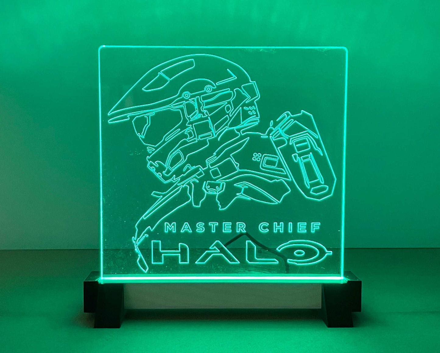 Halo Master Chief - Green LED Acrylic Sign / Lamp - Laser Design Creations