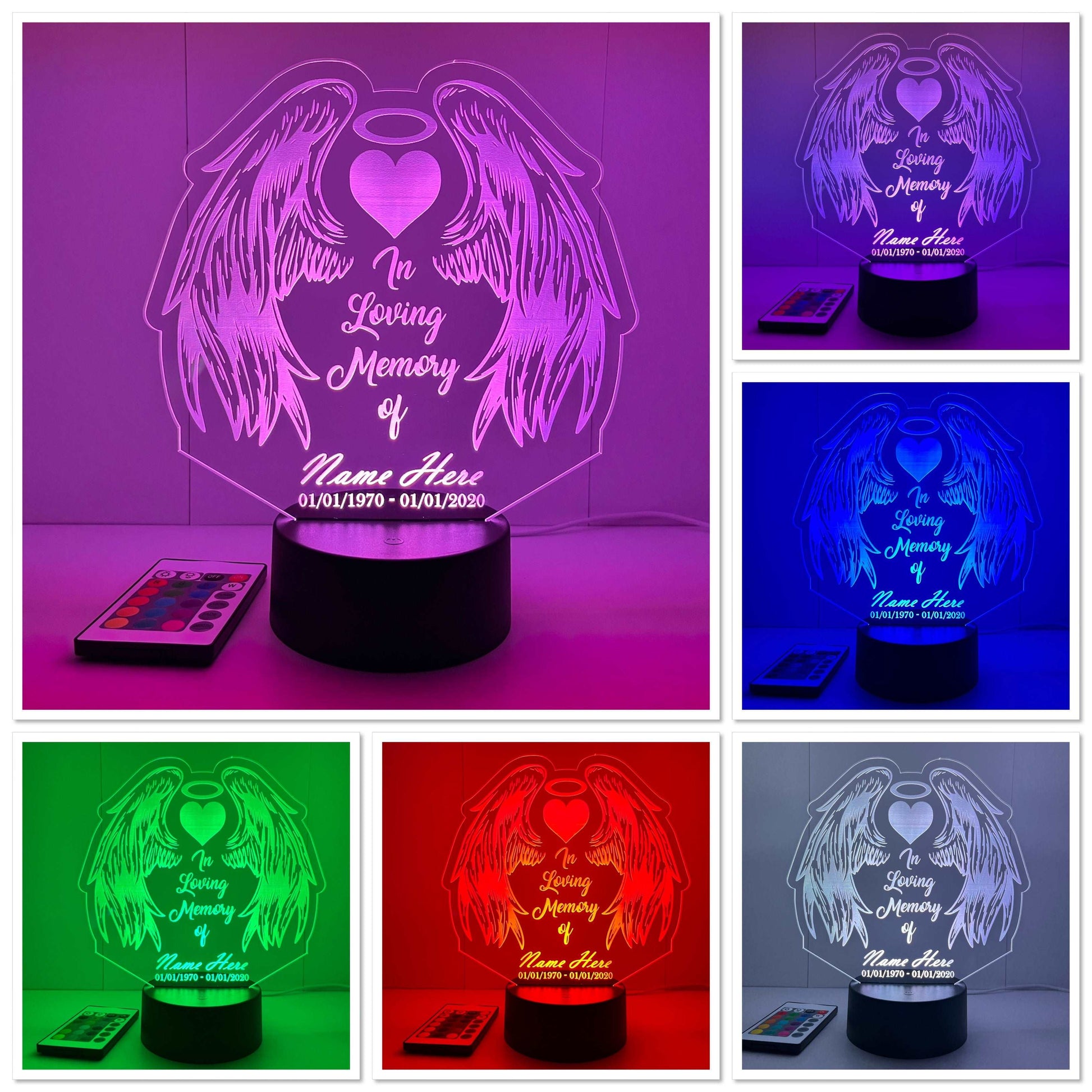 Personalised ‘In Loving Memory’ - Acrylic LED Sign / Lamp - Laser Design Creations